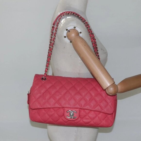 CHANEL Matelasse 31 Chain Shoulder Bag Calf Skin Pink CC Auth - Picture 1 of 16